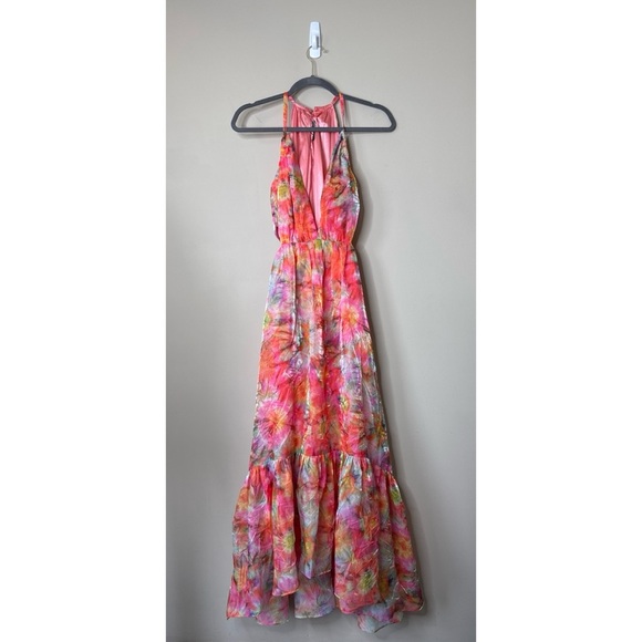 Ramy Brook Wilson Cutout Maxi Dress in Guava Sunburst Size 4 - Picture 2 of 9